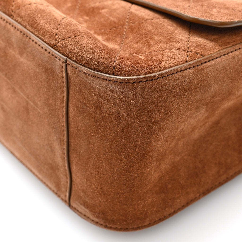 Suede Calfskin Small Souplissimo Maxi Flap Camel