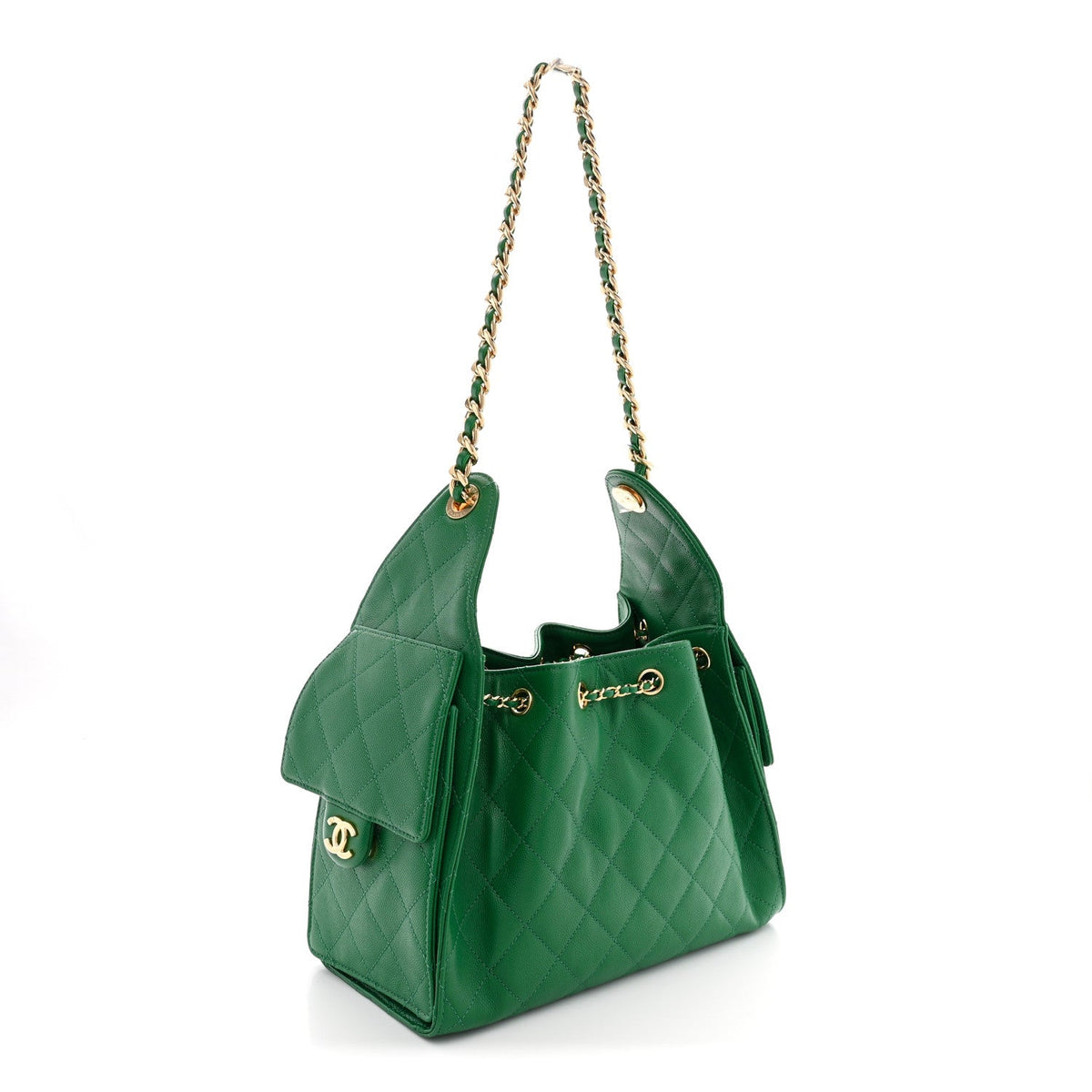 Caviar Quilted Small Chanel 25 Handbag Green