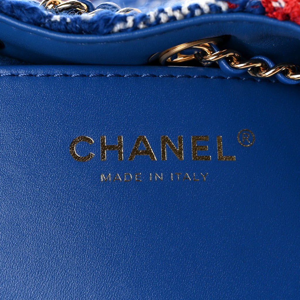 Tweed Quilted Mini Chanel 25 Handbag Red White Blue