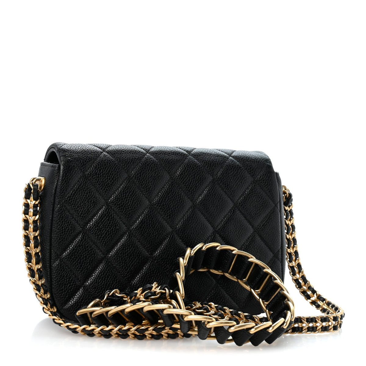 Caviar Quilted Chain Soul Flap Black