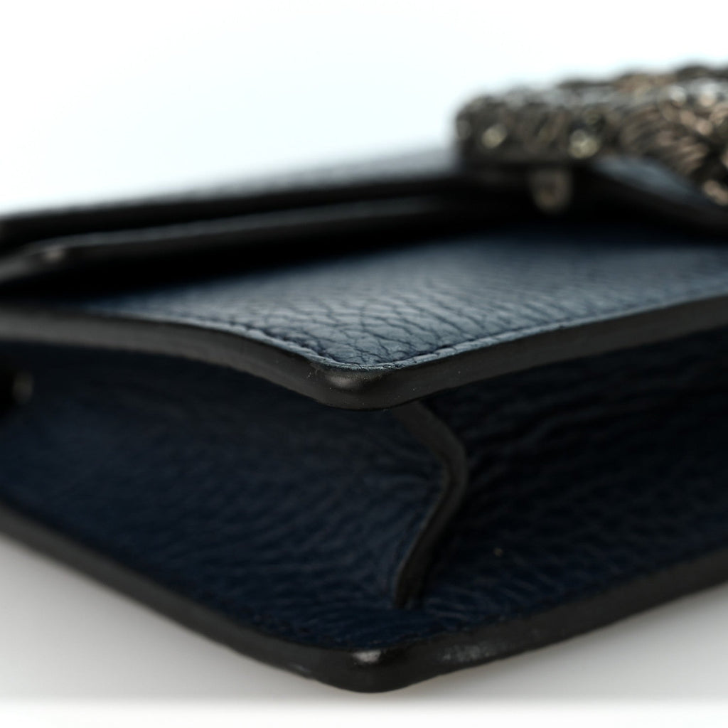 Dollar Calfskin Crystal Super Mini Dionysus Shoulder Bag Blue Agata Black Diamond