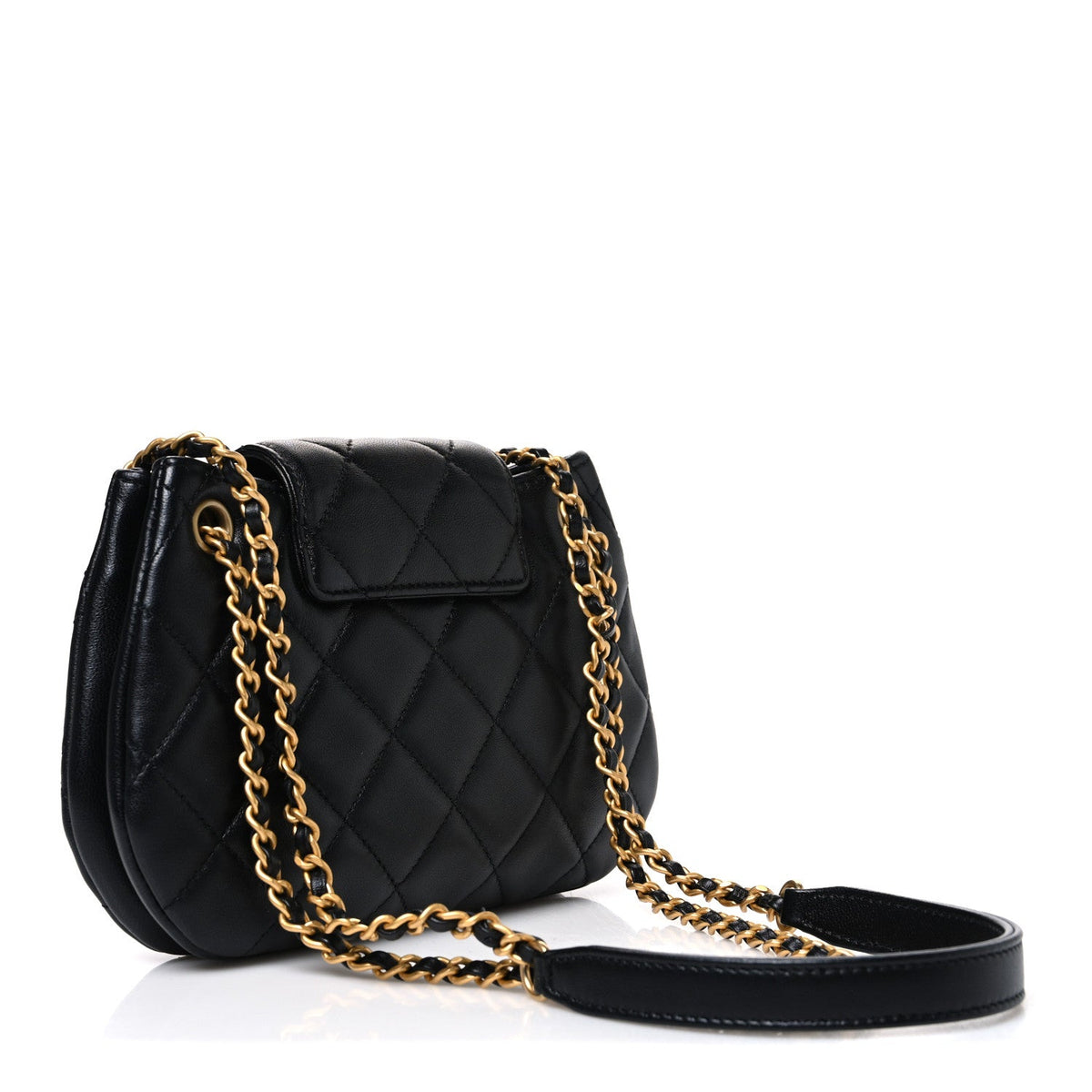 Lambskin Quilted Small Giant CC Flap Bag Black