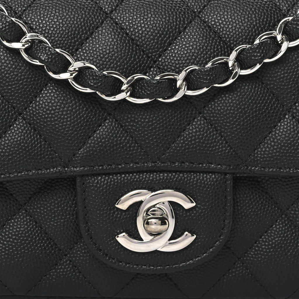 Caviar Quilted Mini Rectangular Flap Black