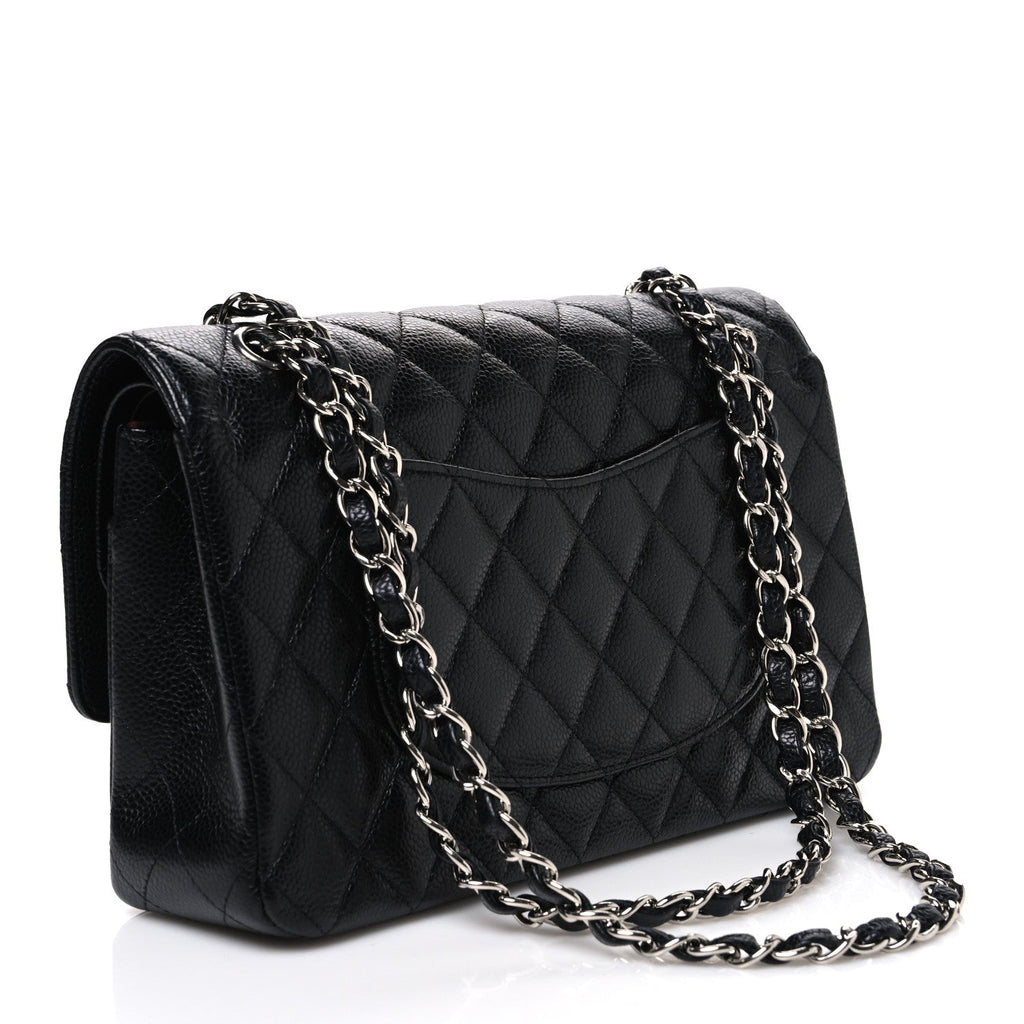 Caviar Quilted Medium Double Flap Black