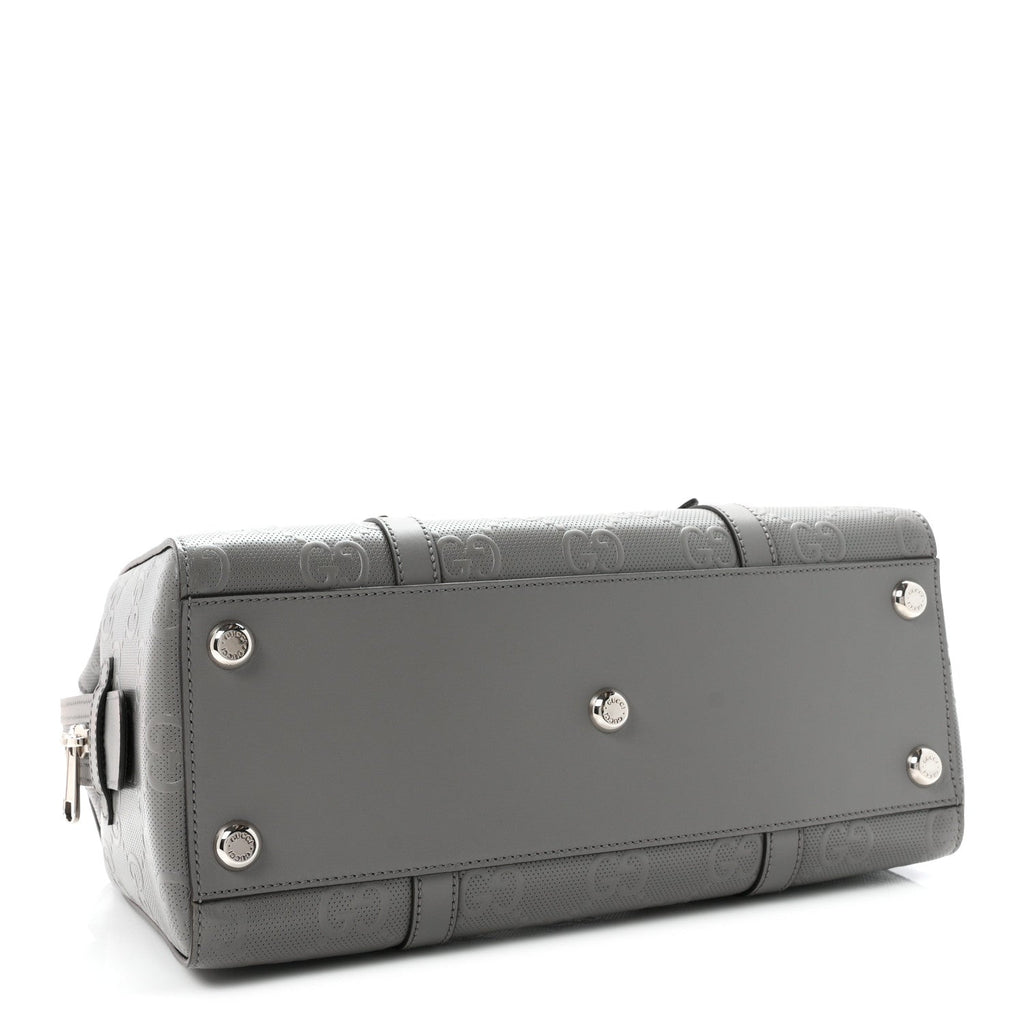 Calfskin GG Tennis Embossed Tote Bag Dusty Grey