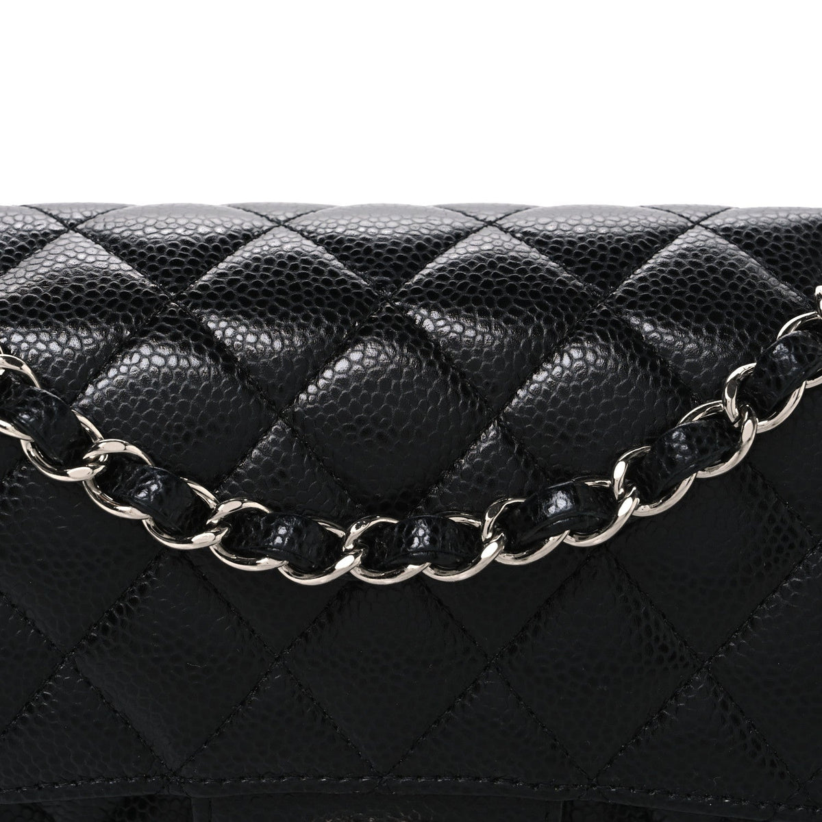 Caviar Quilted Small Double Flap Black