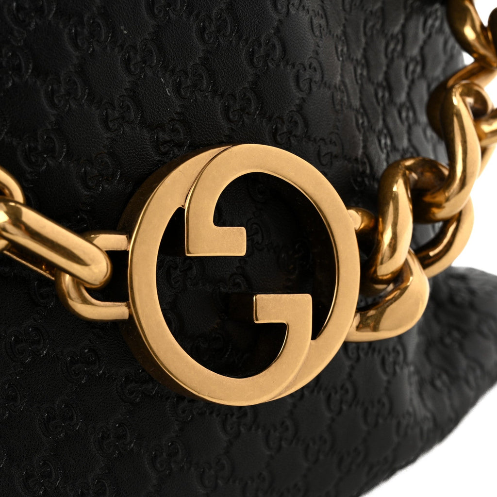 Micro GG Calfskin Large Chain Shoulder Bag Black