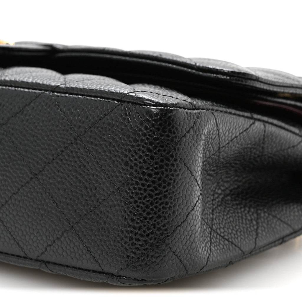 Caviar Quilted Medium Double Flap Black