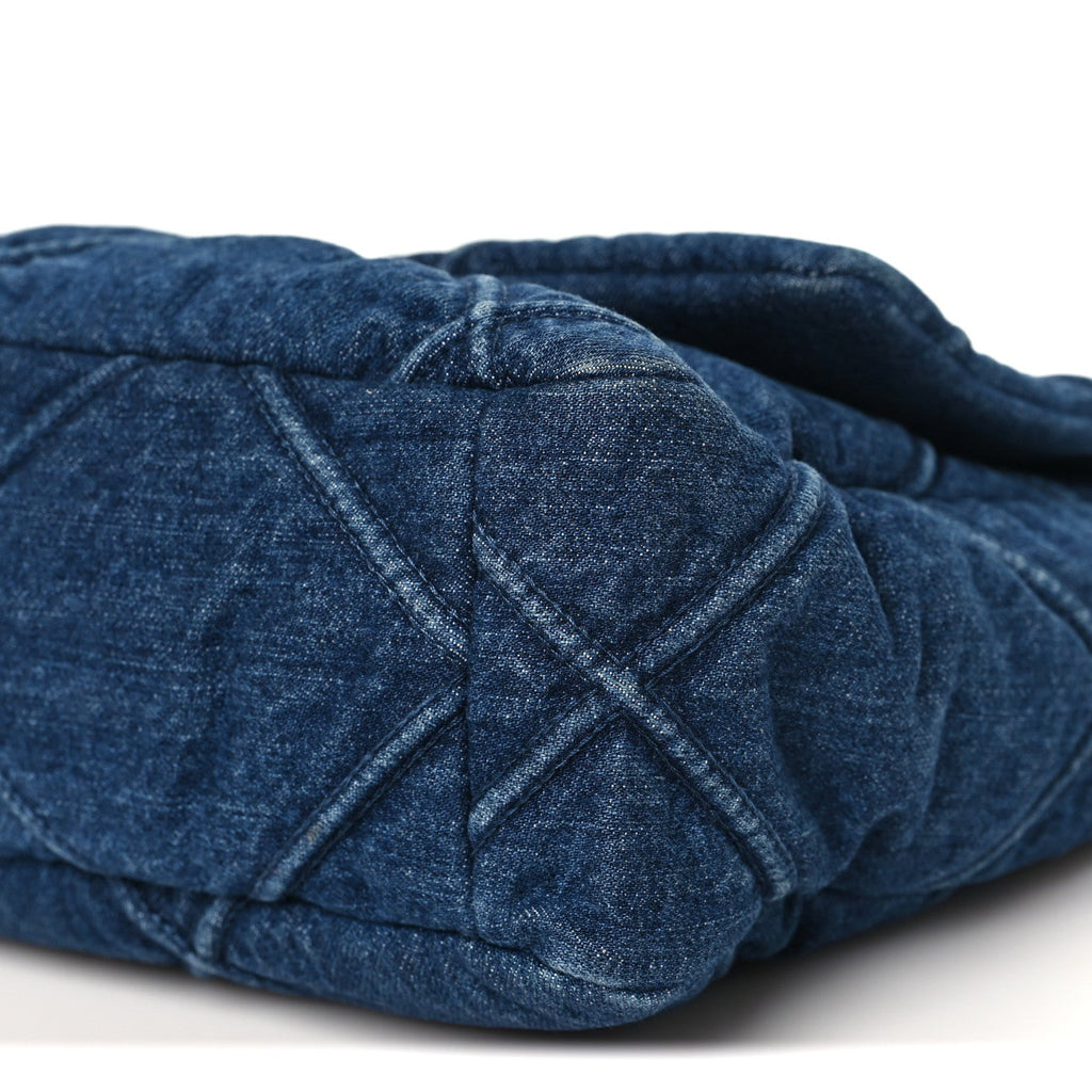 Denim Quilted Large Chanel 19 Flap Blue