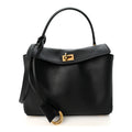 Natural Smooth Calfskin Mini Rodeo Top Handle Handbag Black