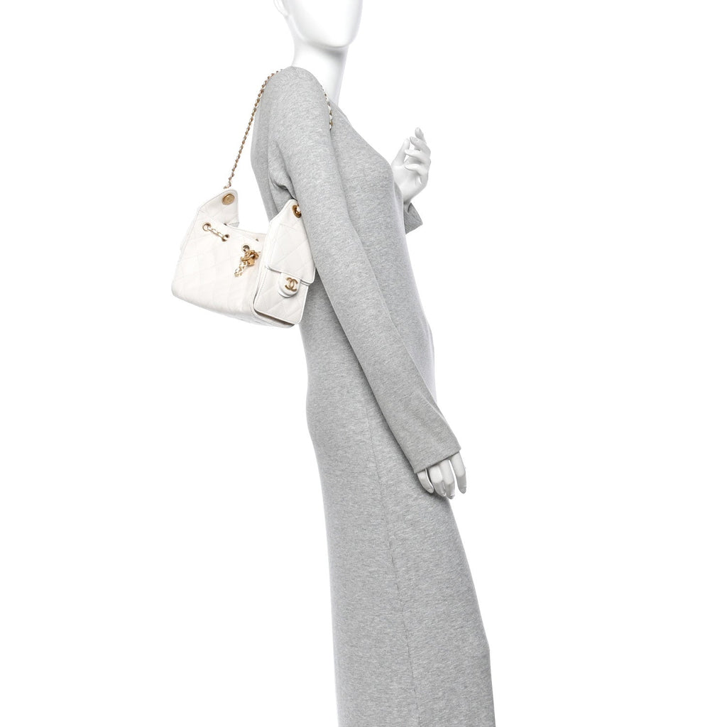 Caviar Quilted Mini Chanel 25 Handbag White