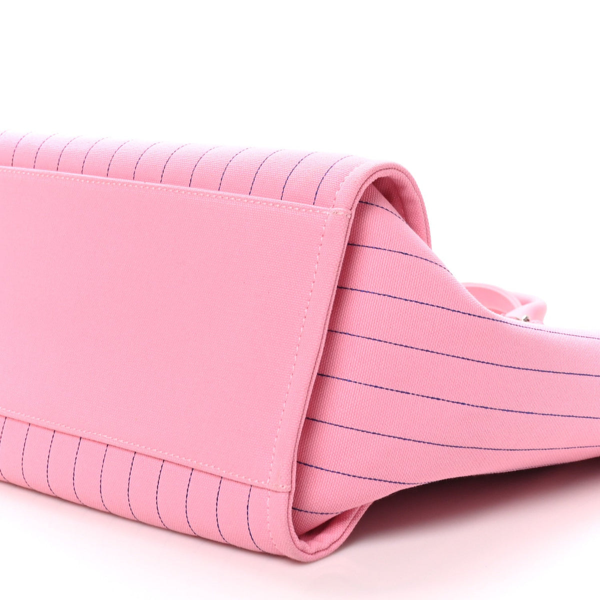 Canvas Calfskin Striped Large Deauville Tote Pink Blue