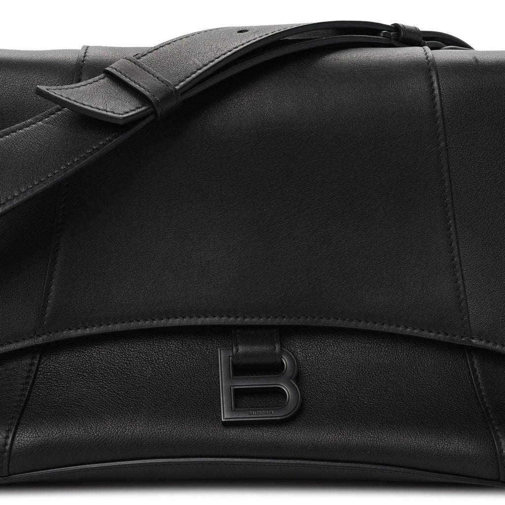 Grained Calfskin Monochrome M Downtown Shoulder Bag Black