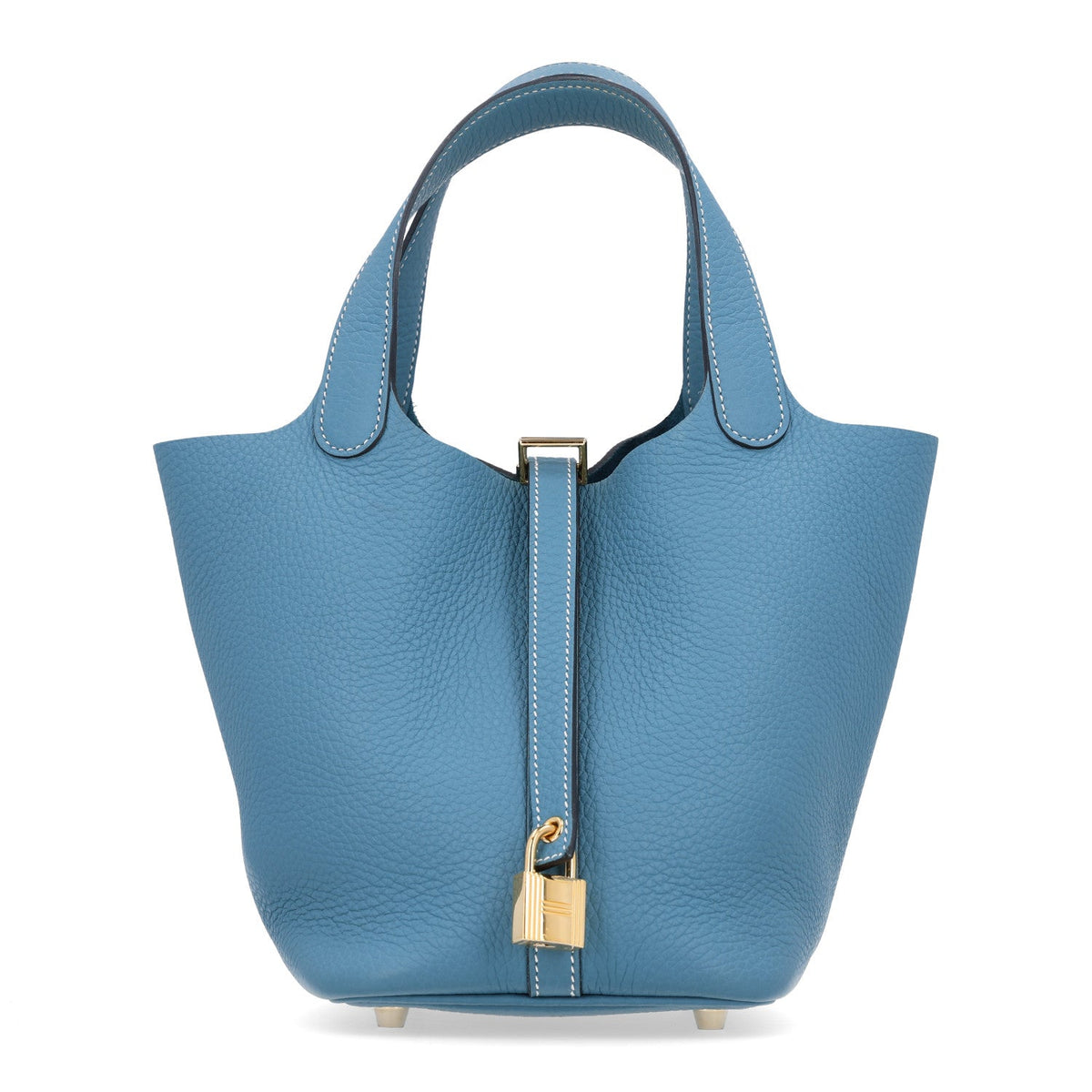 Taurillon Clemence Picotin Lock 18 PM New Blue Jean