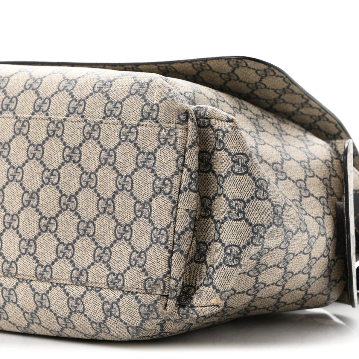 GG Supreme Monogram Selleria Calfskin Messenger Diaper Bag Navy