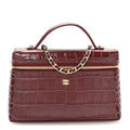 Calfskin Crocodile Embossed Crococo Exoticoco Vanity With Chain Dark Burgundy