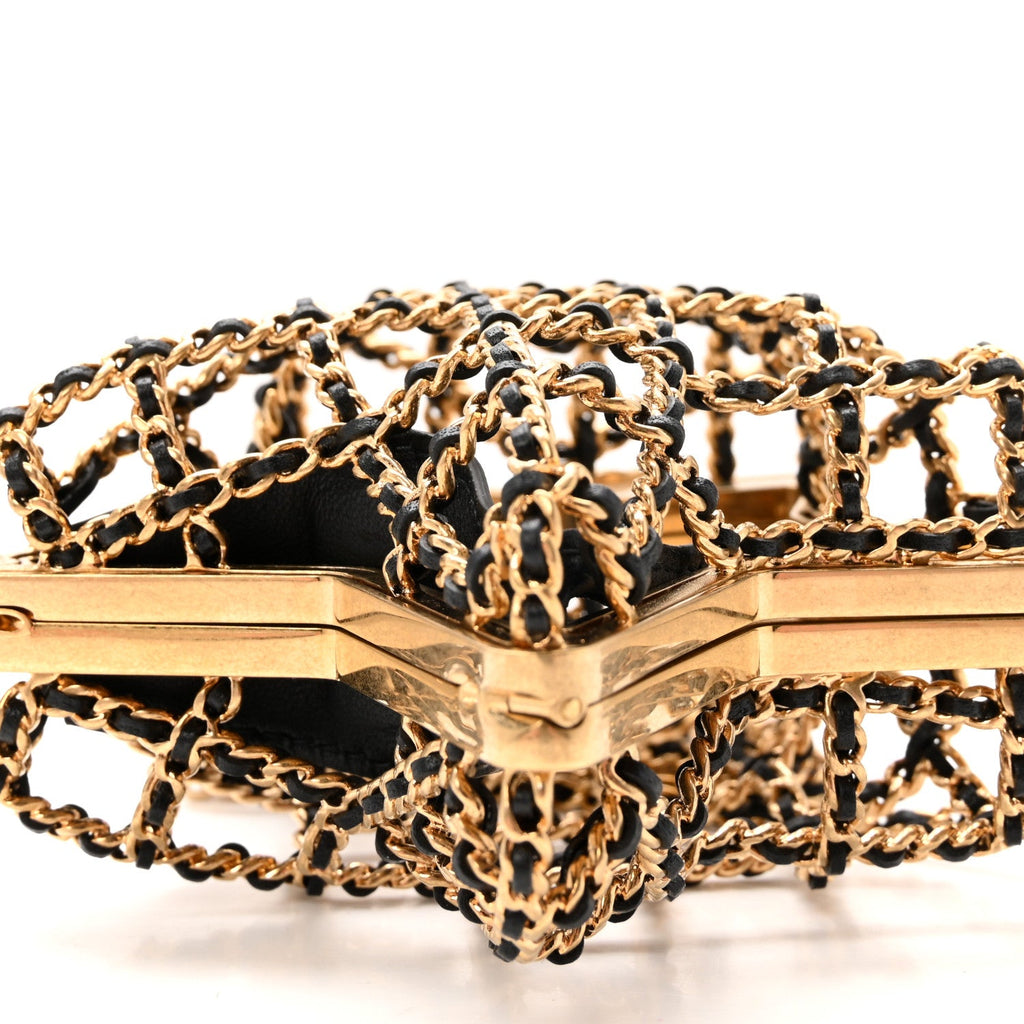 Metal CC Star Minaudiere Crossbody Gold Black