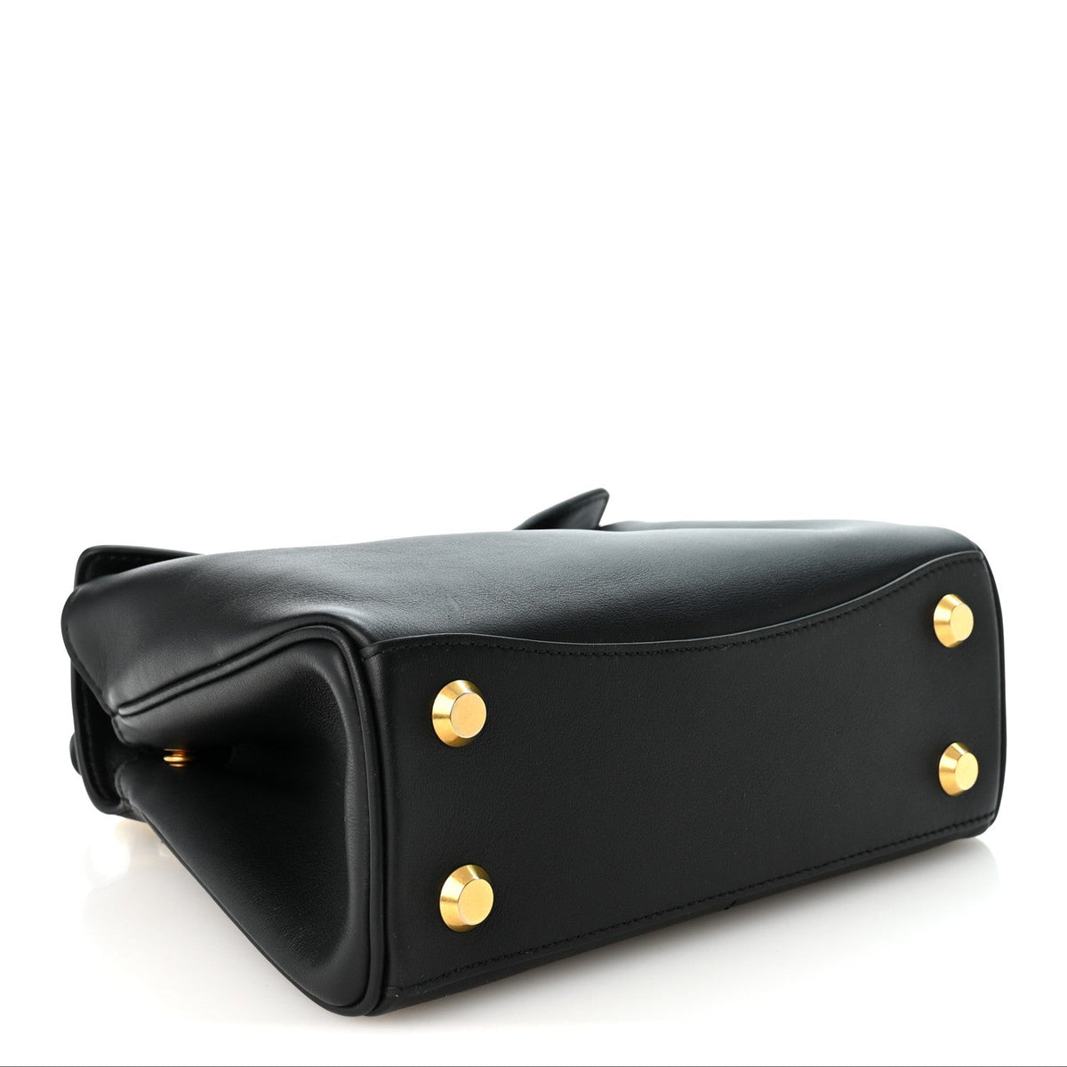 Natural Smooth Calfskin Mini Rodeo Top Handle Handbag Black