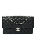 Caviar Quilted Medium Double Flap Black