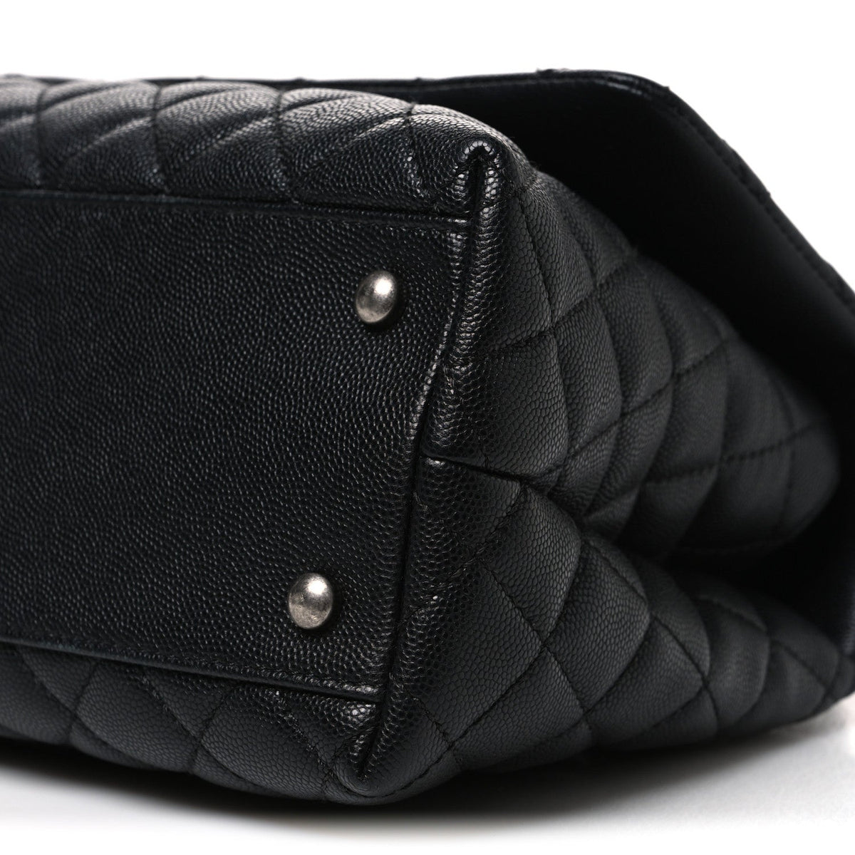 Caviar Lizard Embossed Quilted Small Coco Handle Flap Black