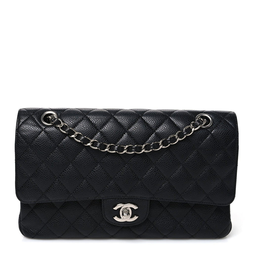 Caviar Quilted Medium Double Flap Black