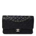 Caviar Quilted Medium Double Flap Black