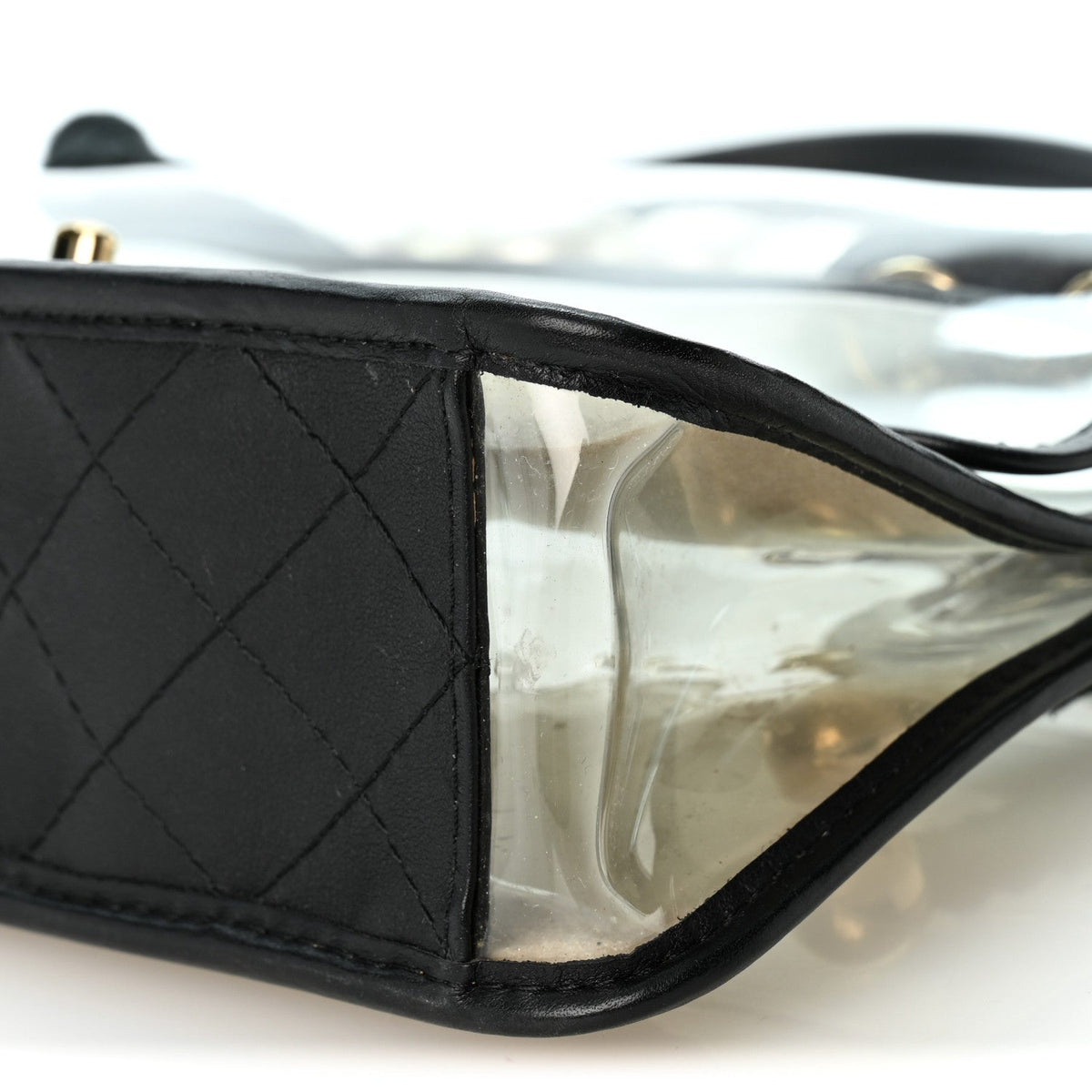 Lambskin PVC Sand By The Sea Flap With Pearl Strap Black