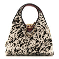 Pony Hair Printed Chic Lady Small Shopping Tote White Black