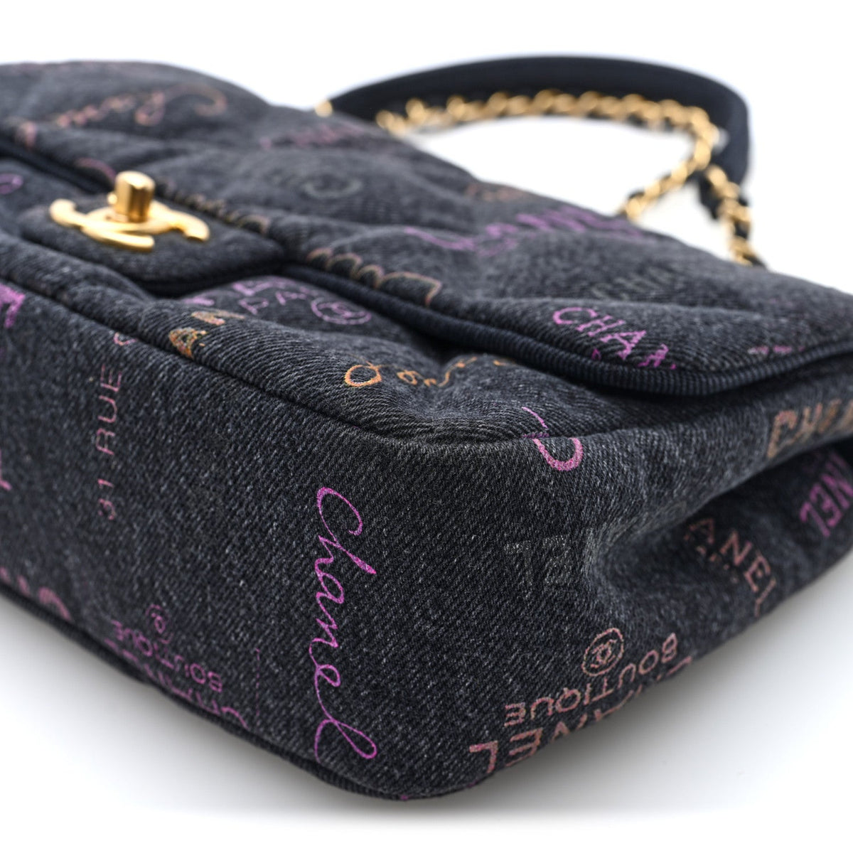 Denim Quilted Denim Mood Large Flap Black Multicolor