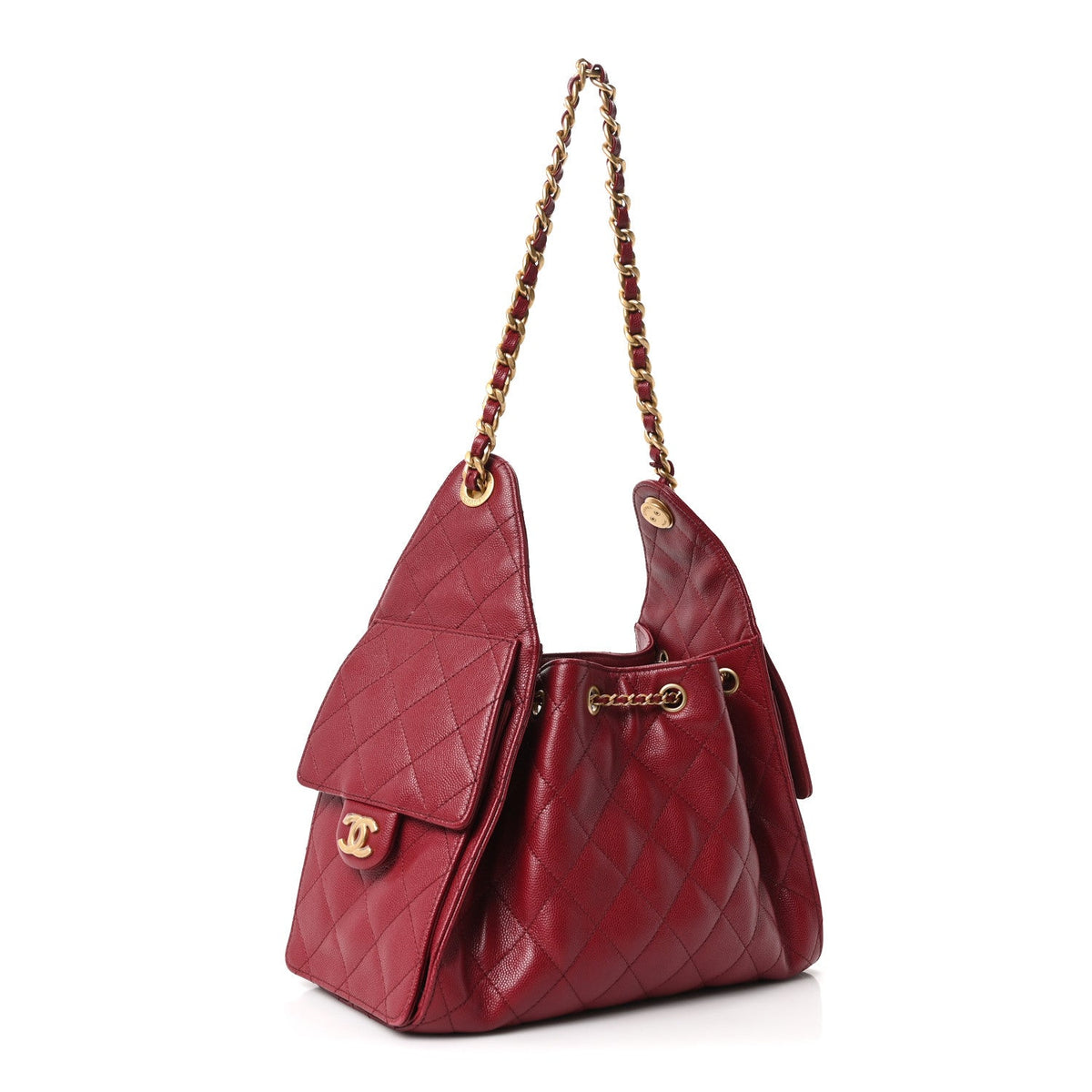 Caviar Quilted Small Chanel 25 Handbag Burgundy