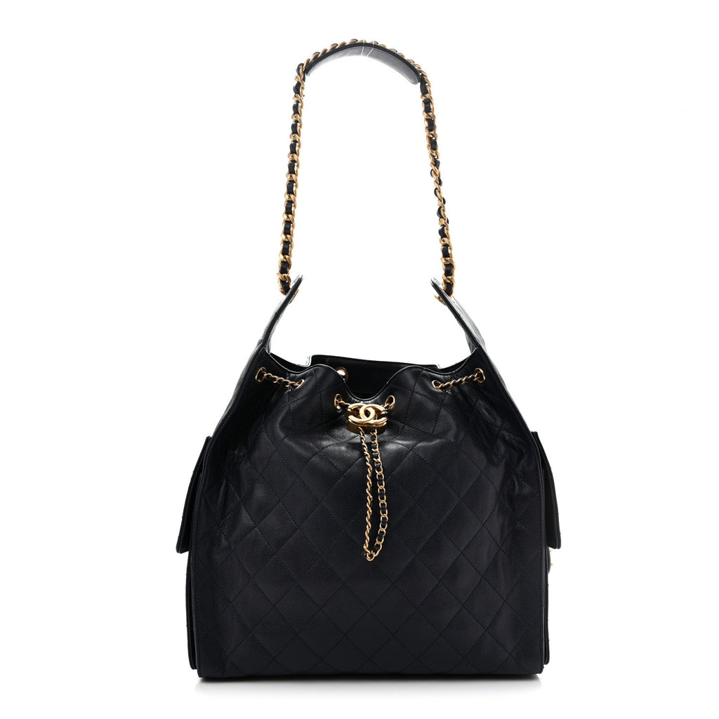 Caviar Quilted Medium Chanel 25 Handbag Dark Navy
