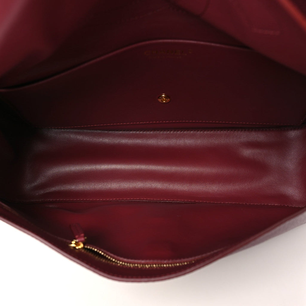Grained Calfskin Small Souplissimo Maxi Flap Burgundy
