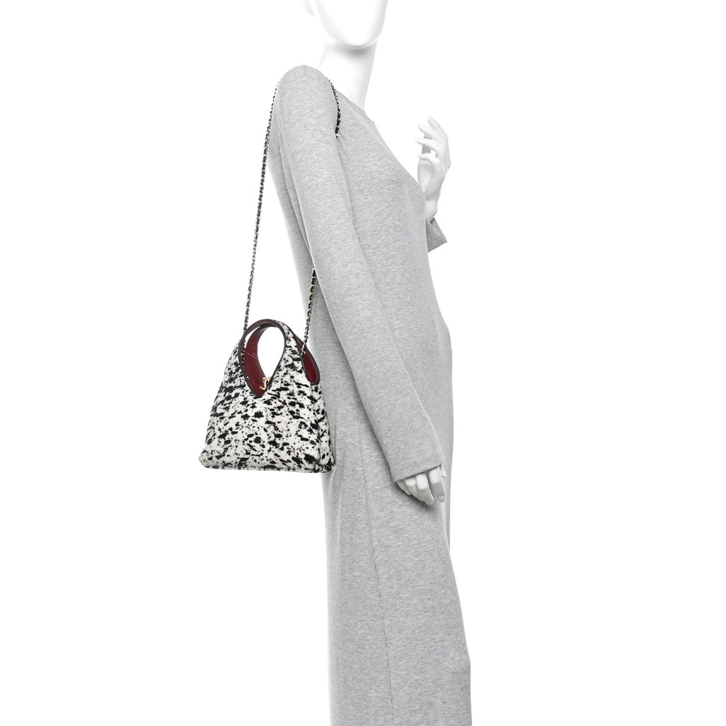 Pony Hair Printed Chic Lady Small Shopping Tote White Black