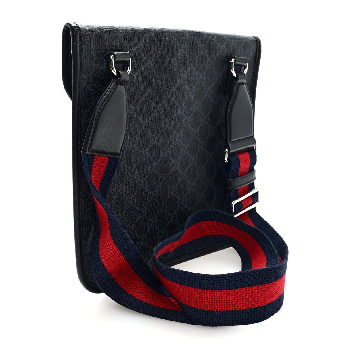 GG Supreme Monogram Web Medium Messenger Bag Black Grey