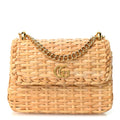 Glazed Wicker Mini Cestino Shoulder Bag Natural