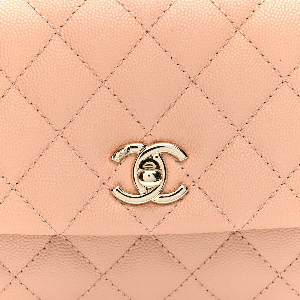 Caviar Quilted Mini Coco Handle Flap Light Pink