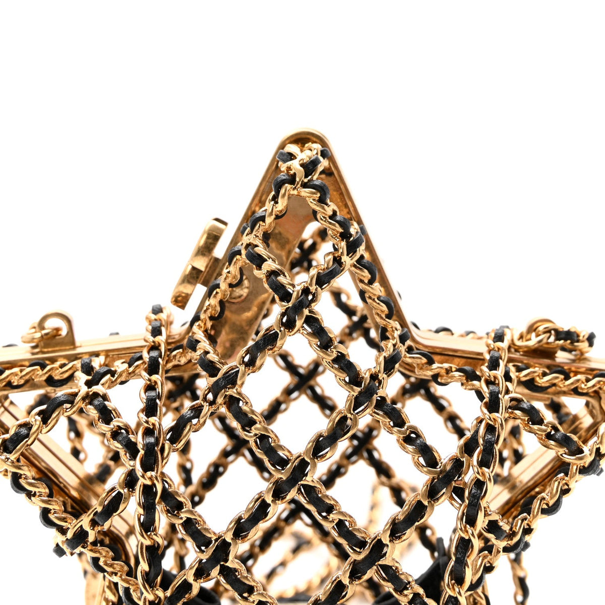 Metal CC Star Minaudiere Crossbody Gold Black