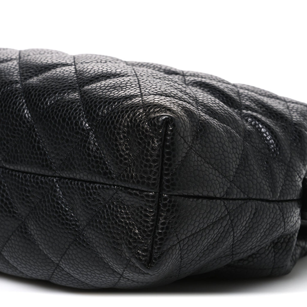 Shiny Caviar Quilted Large Bowling Bag Black Black