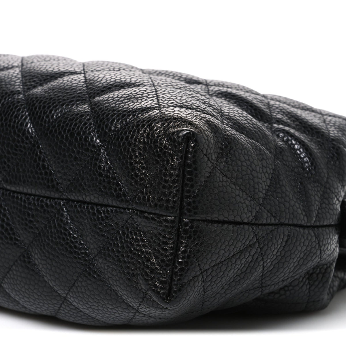 Shiny Caviar Quilted Large Bowling Bag Black Black