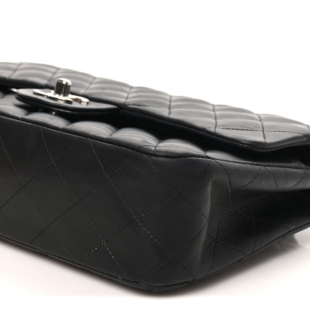Lambskin Quilted Medium Double Flap Black