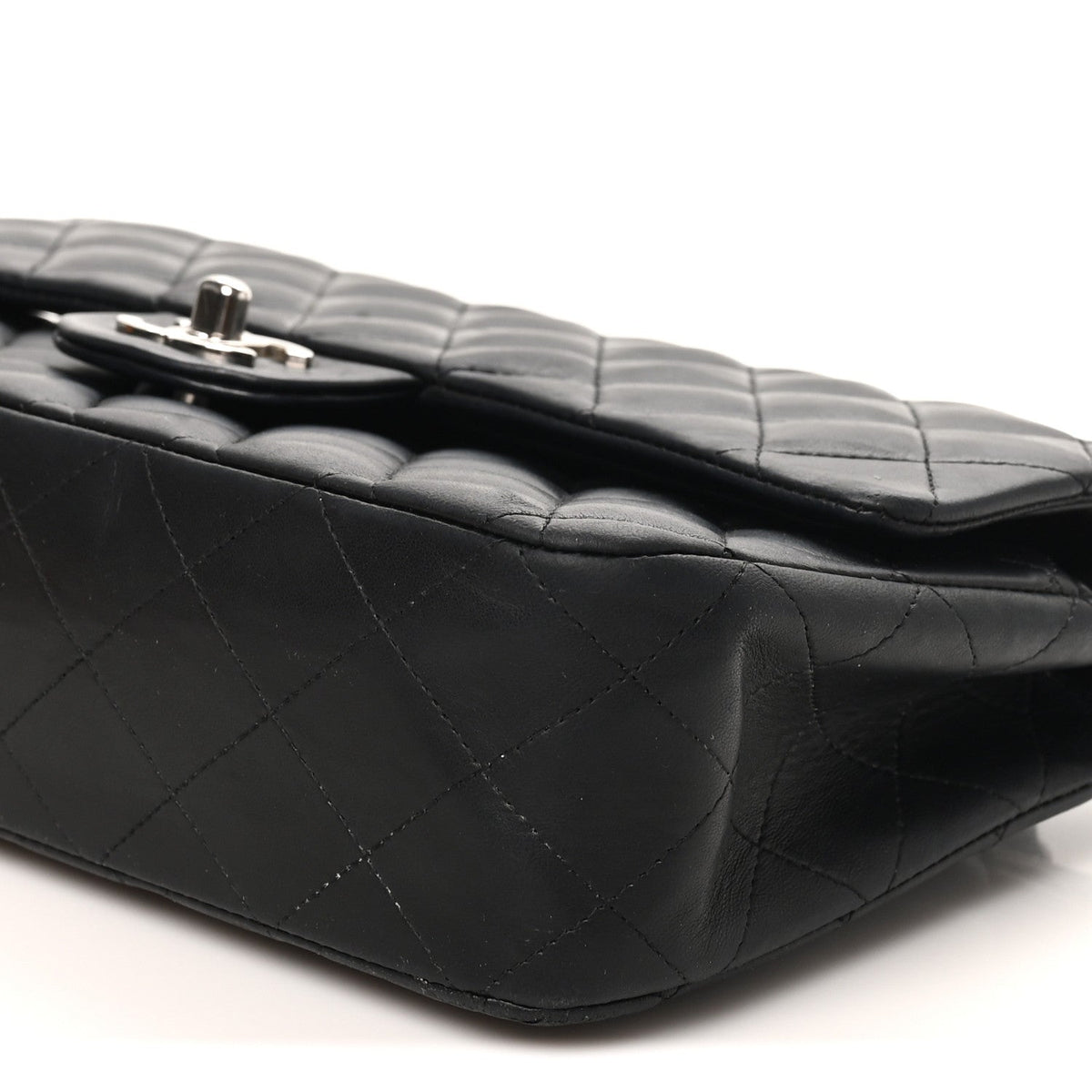 Lambskin Quilted Medium Double Flap Black