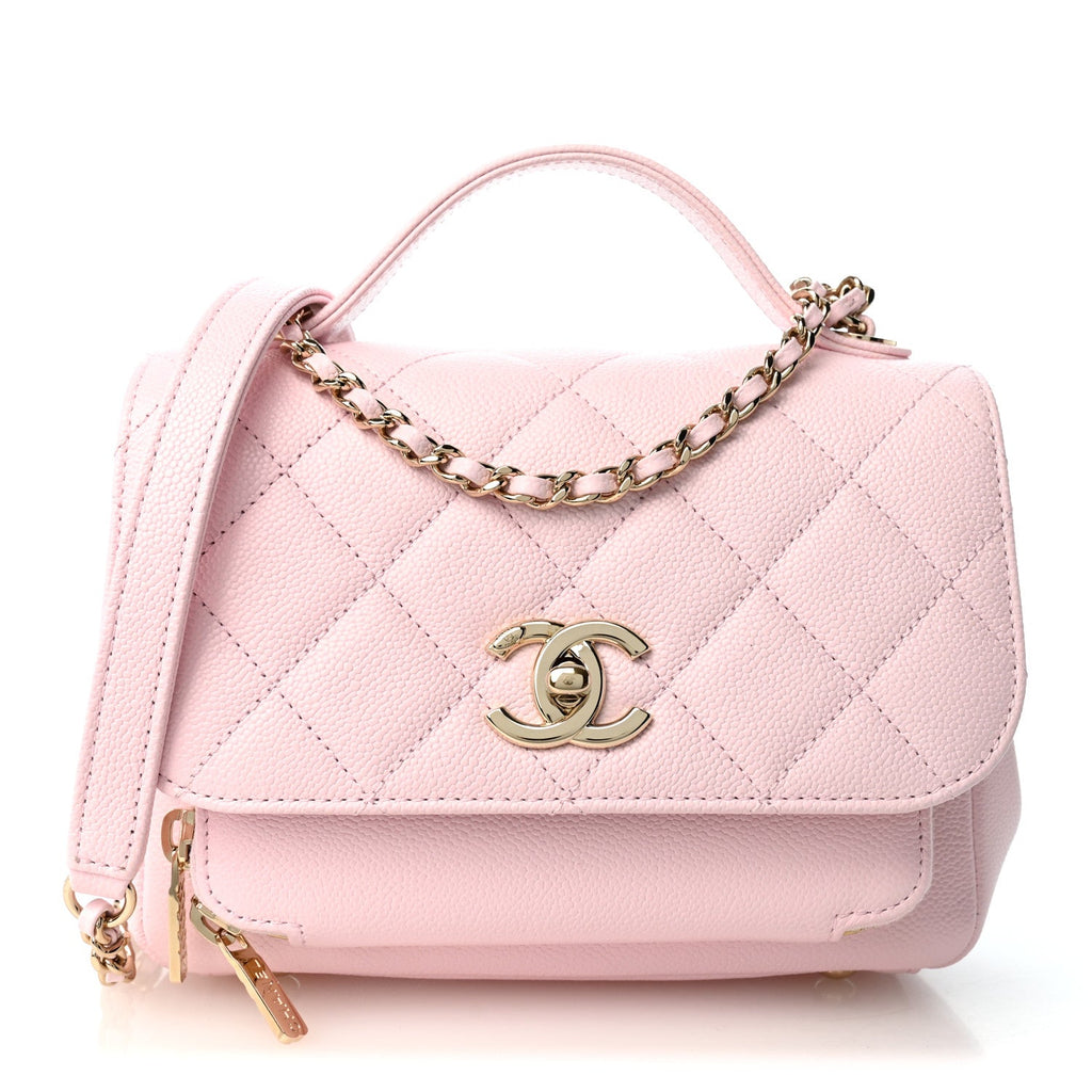Caviar Quilted Small Business Affinity Flap Light Pink