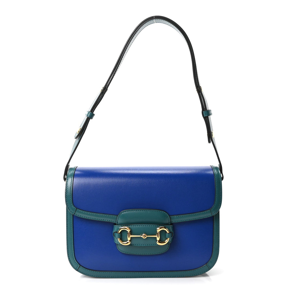 Azalea Calfskin Horsebit 1955 Shoulder Bag Imperial Blue Pavone