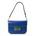 Azalea Calfskin Horsebit 1955 Shoulder Bag Imperial Blue Pavone