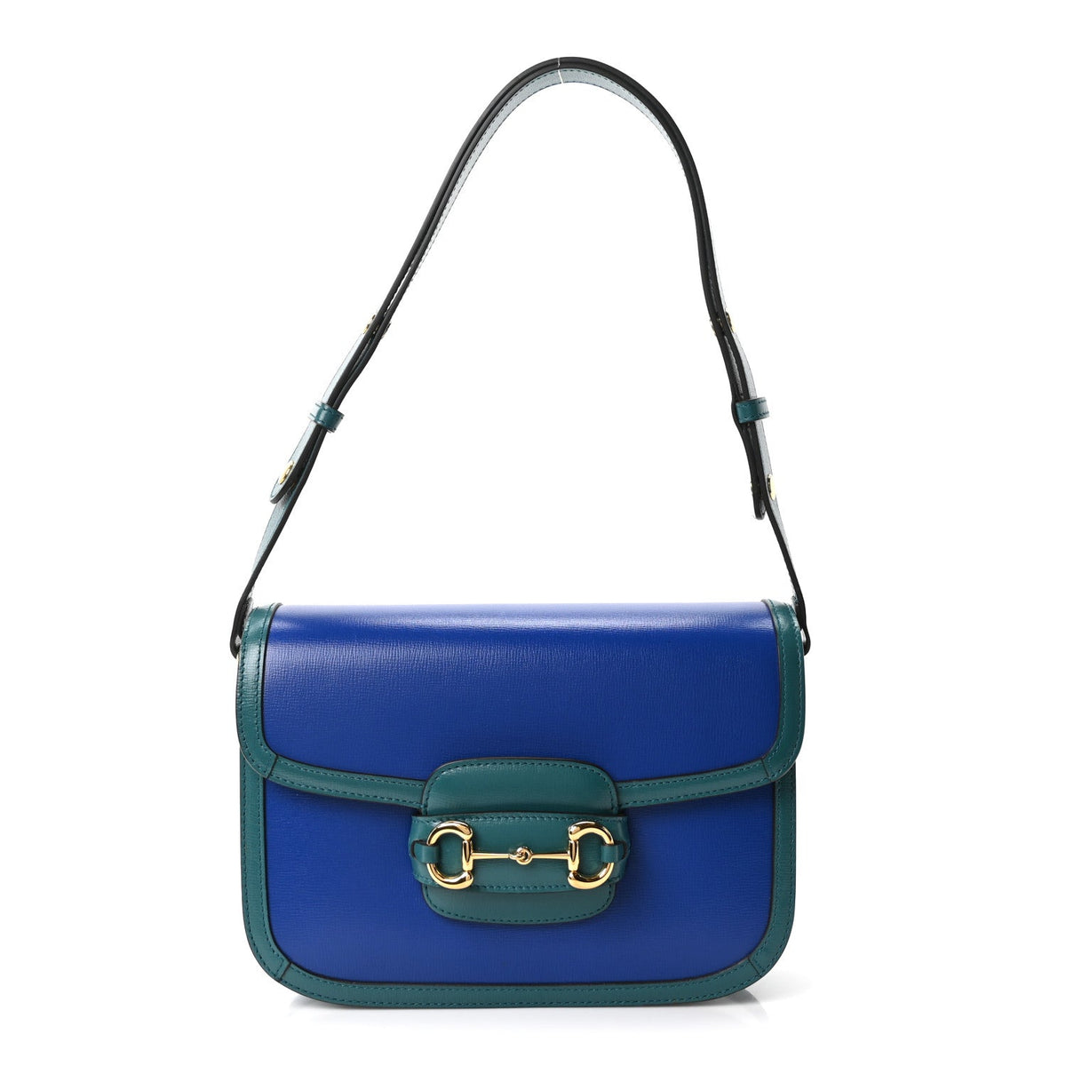 Azalea Calfskin Horsebit 1955 Shoulder Bag Imperial Blue Pavone