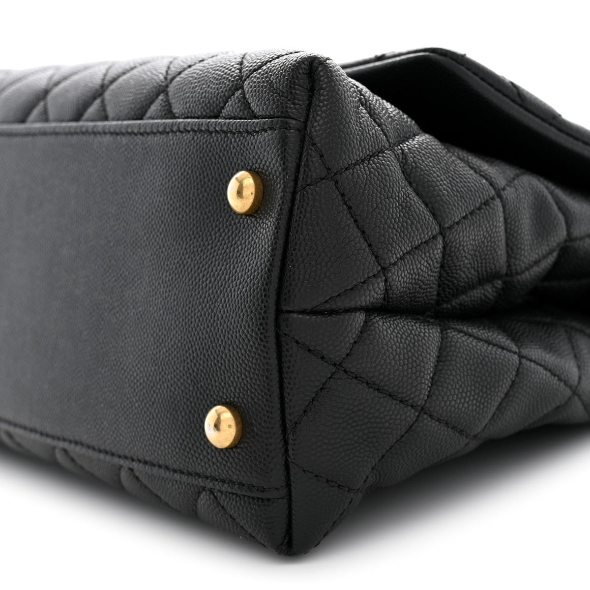 Caviar Quilted Small Coco Handle Flap Black
