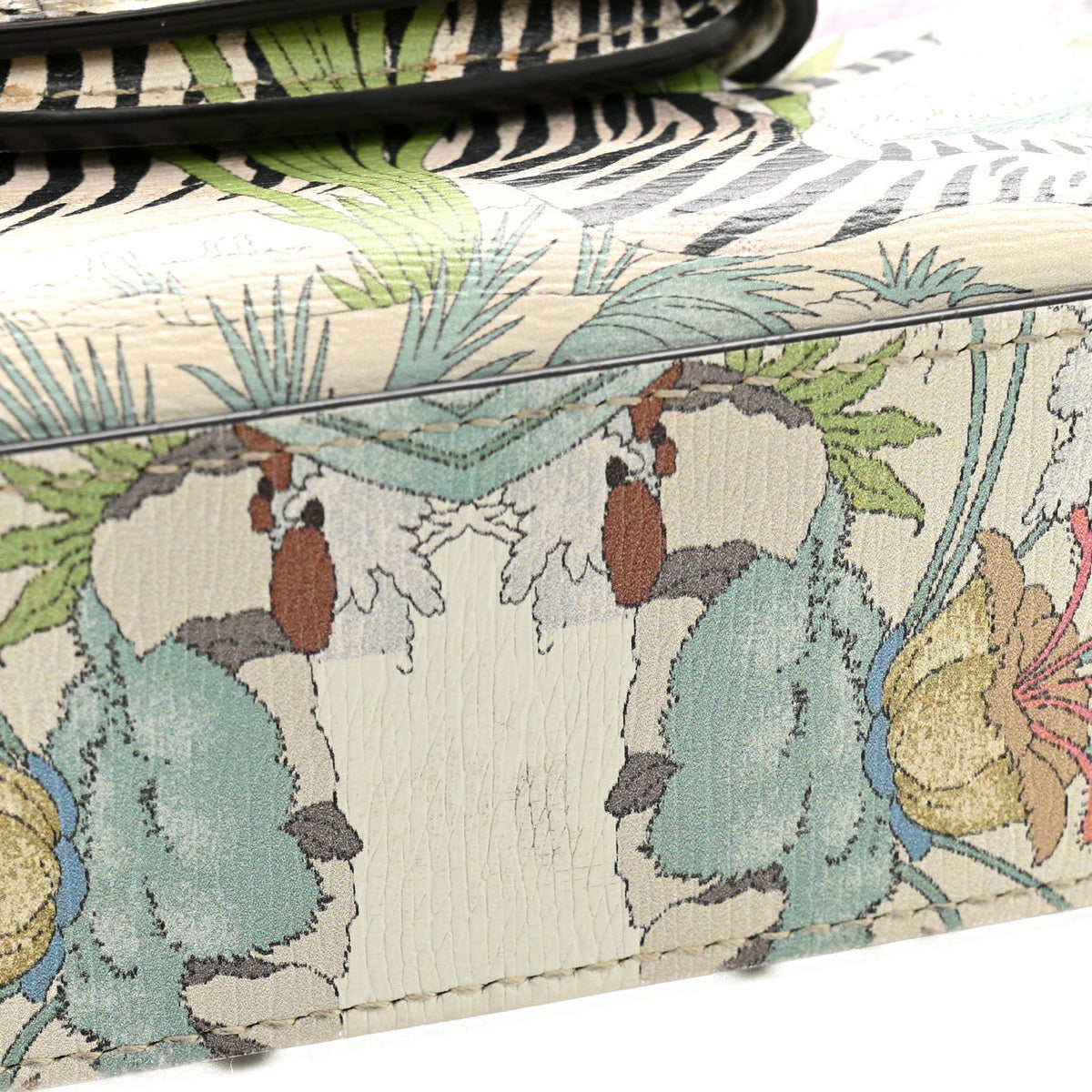 New Shangai Calfskin Tiger Savanah Web Mini Horsebit 1955 Shoulder Bag Chalky White Multicolor