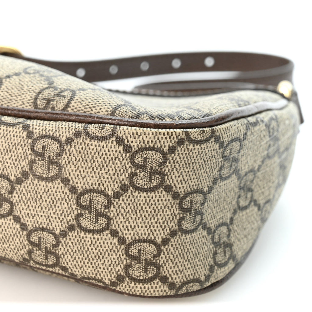 GG Supreme Monogram Textured Dollar Calfskin Small Ophidia Hobo Beige Ebony New Acero
