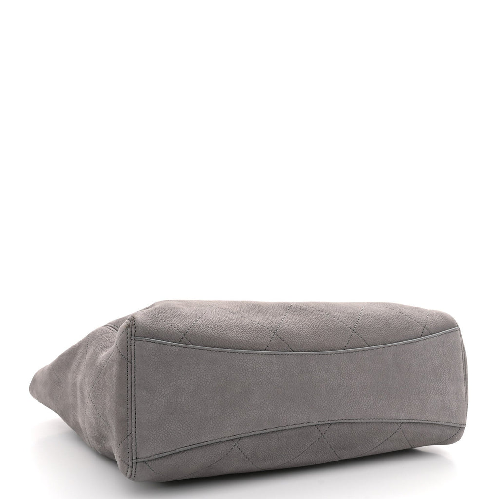 Nubuck Caviar Quilted Large Shopping Bag Grey