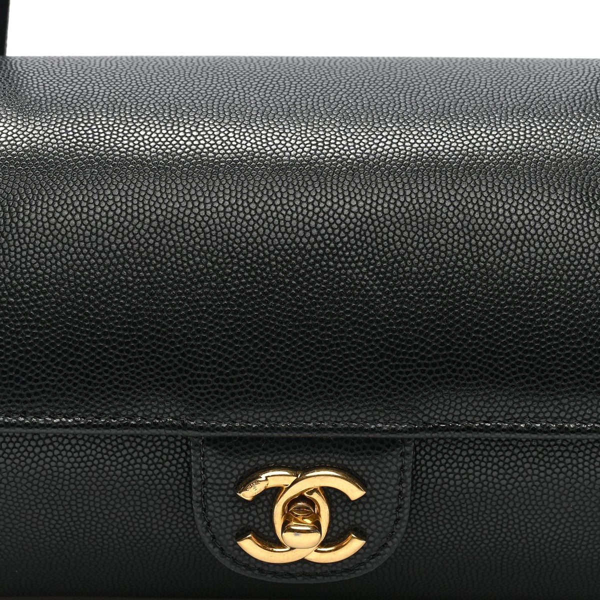 Shiny Caviar Preppy Coco Small Bowling Bag Black